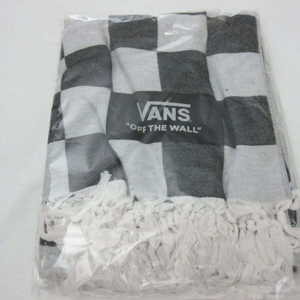 Vans Family Checkerboard Off The Wall Premium Cotton Throw Blanket Black White